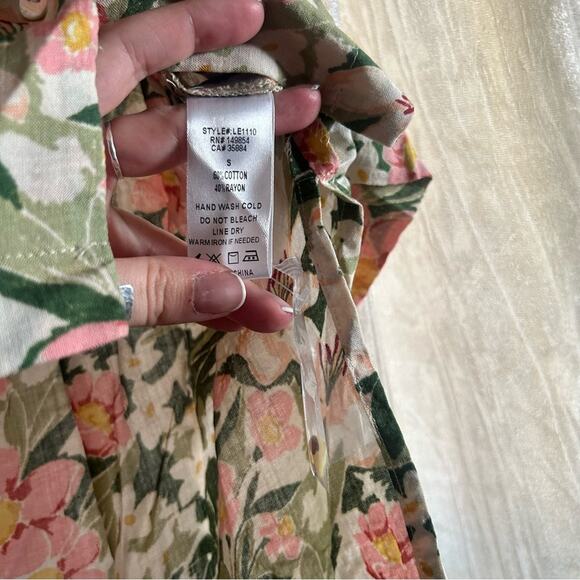 Sage The Label Tuscan Sun Button Down Shirt Top Floral Green Pink NWT Size S - Picture 6 of 8